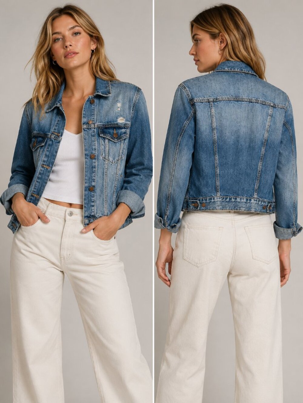 Denim & Supply Ralph Lauren Distressed Denim Jacket Medium Vintage Wash